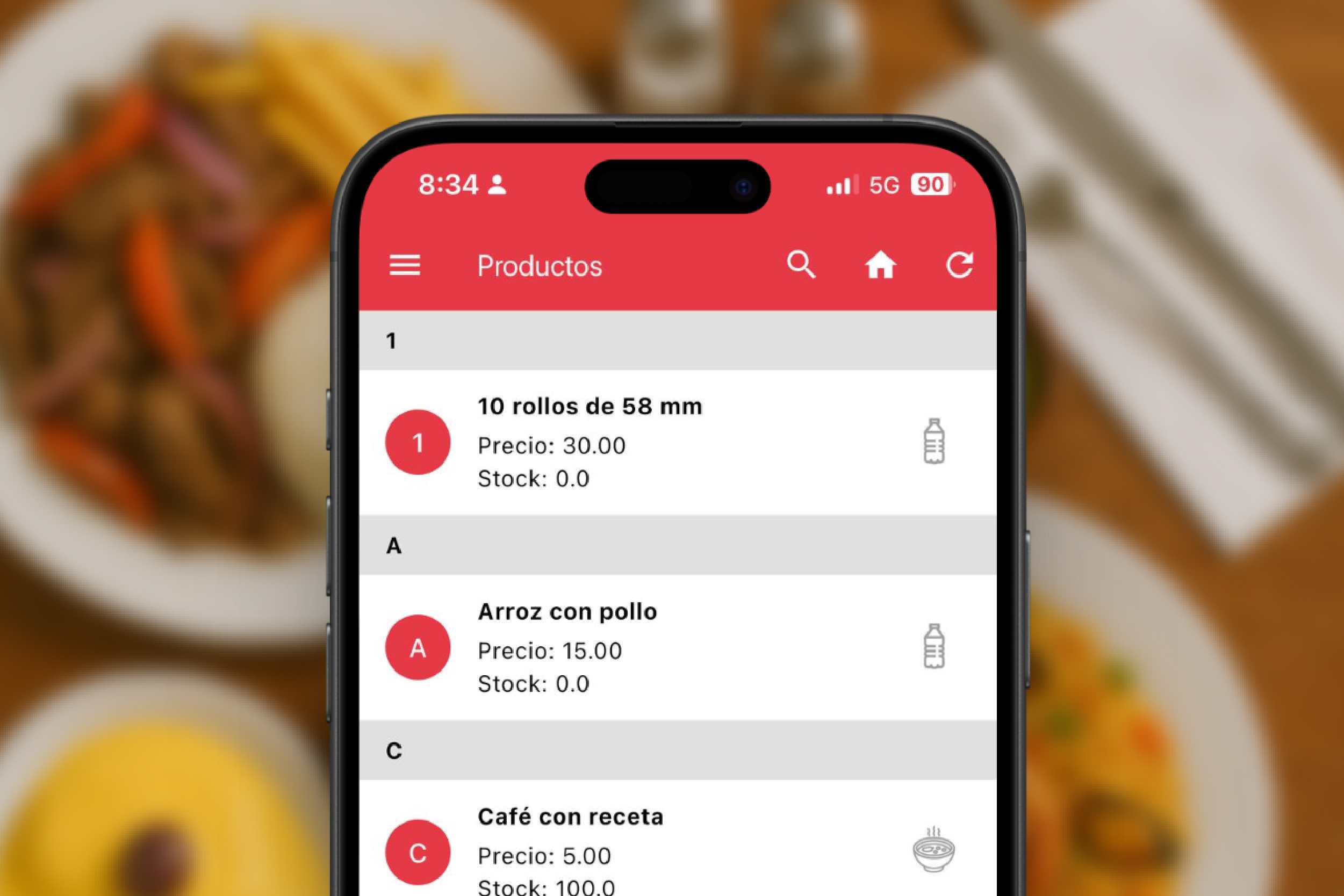 Vista funcional de la app