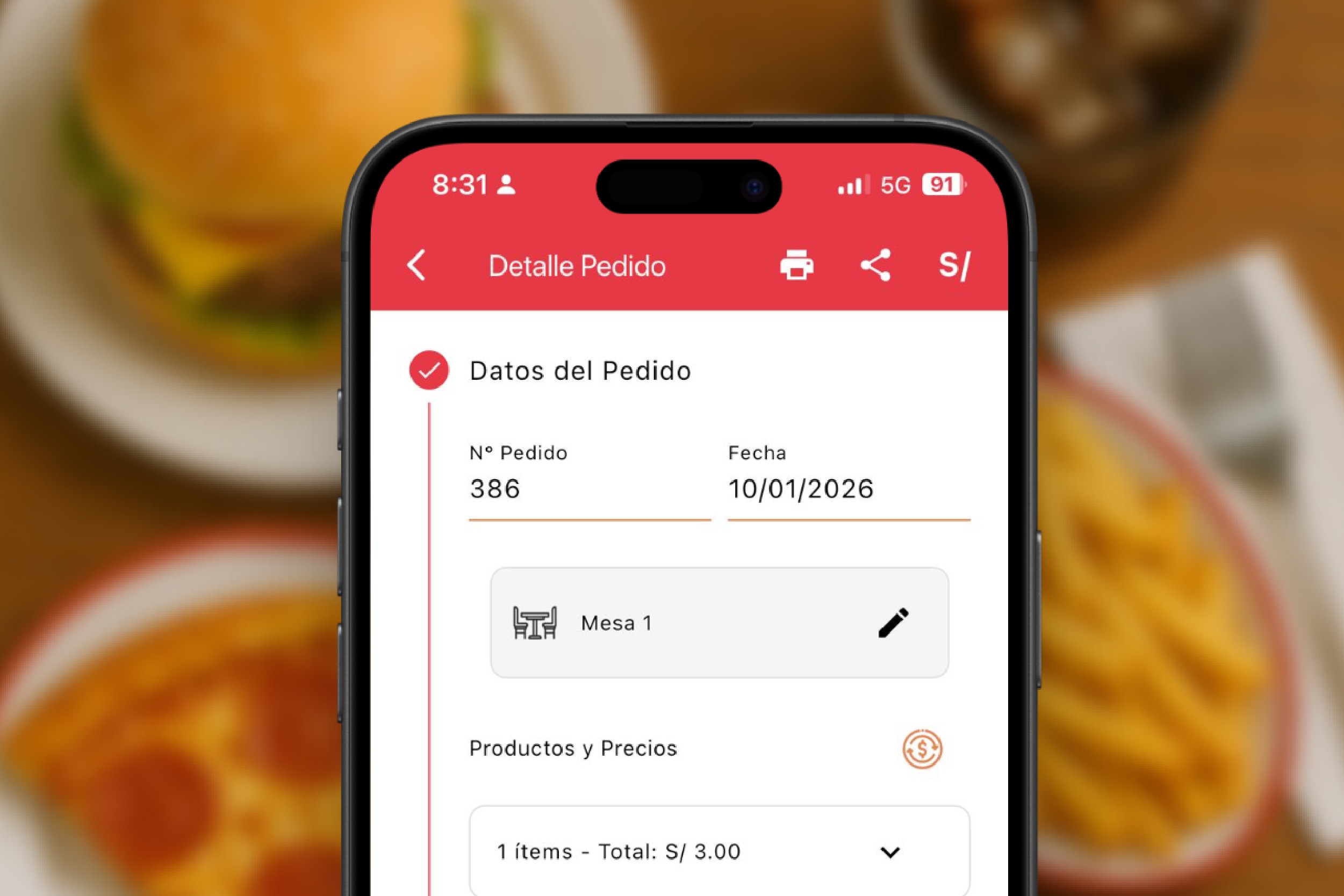 Vista funcional de la app